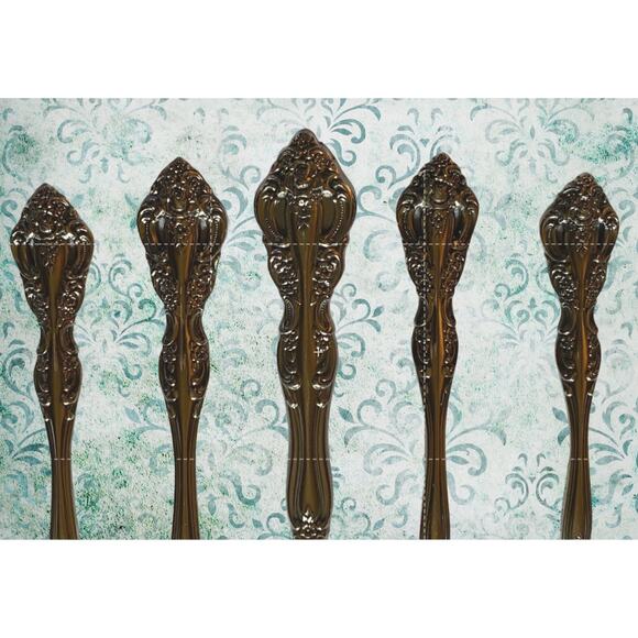 Oneida Michelangelo Stainless 5-Piece Setting Knife Fork Spoon Ornate Baroque - Picture 4 of 9